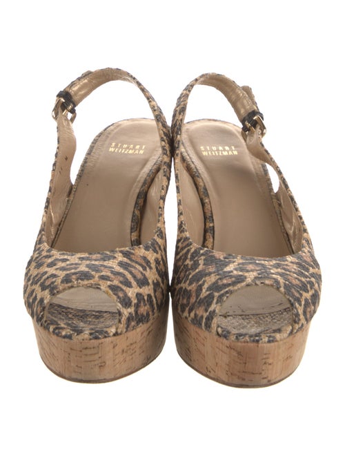 Stuart Weitzman Leather Animal Print Slingback Pumps
