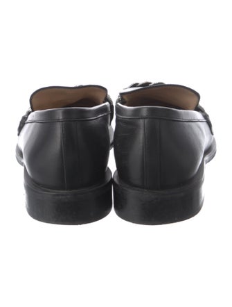 Stuart Weitzman Leather Crystal Embellishments Loafers