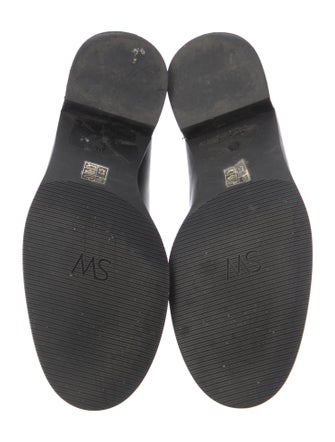 Stuart Weitzman Leather Crystal Embellishments Loafers