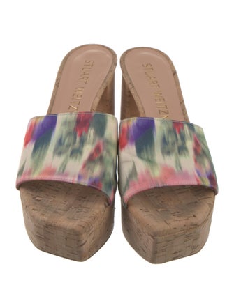 Stuart Weitzman Suede Printed Slides