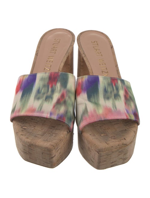 Stuart Weitzman Suede Printed Slides