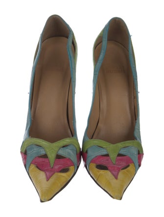 Stuart Weitzman Leather Colorblock Pattern Pumps