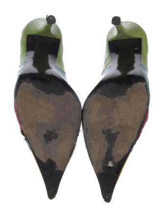 Stuart Weitzman Leather Colorblock Pattern Pumps