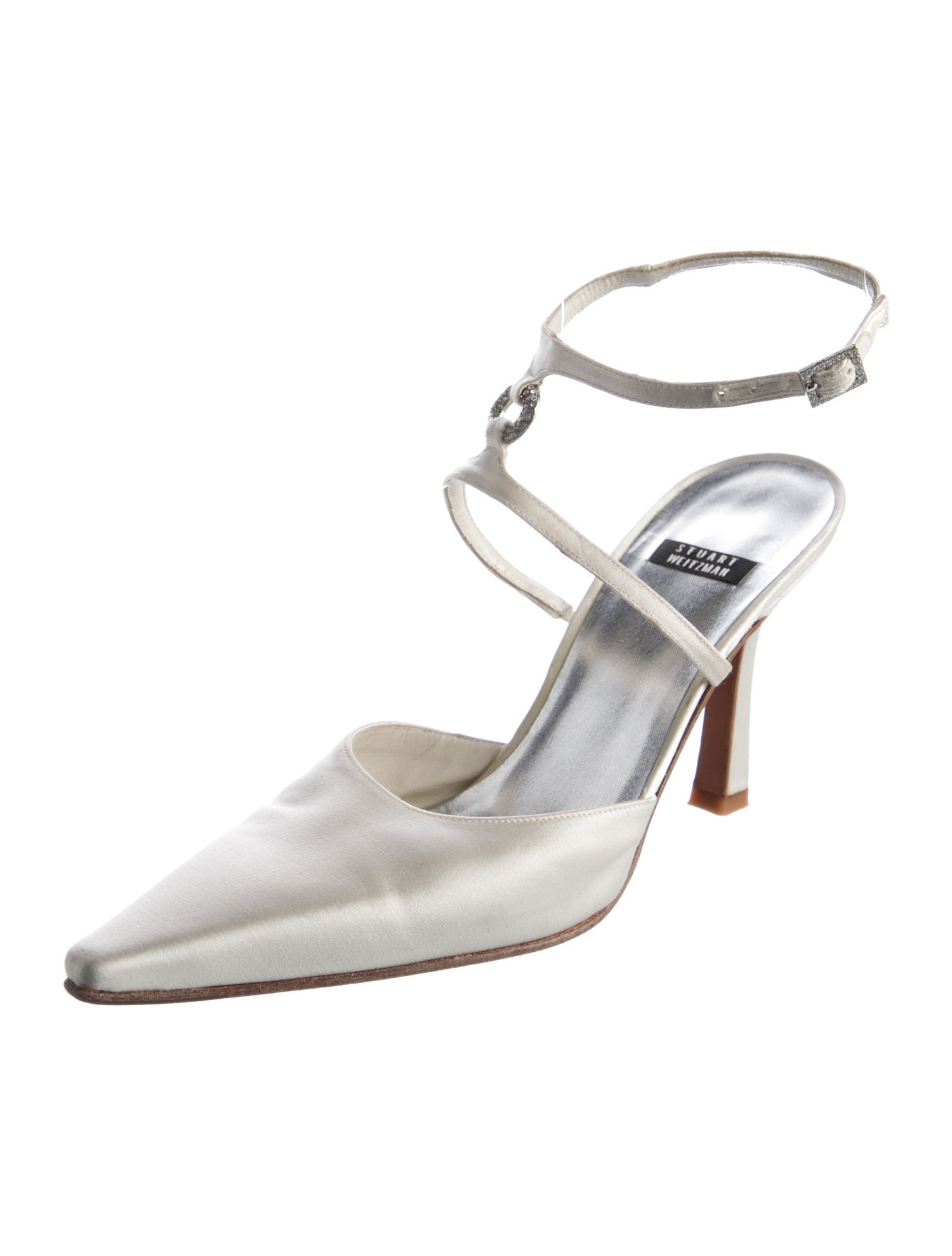 Stuart Weitzman Crystal Embellishments Slingback Pumps
