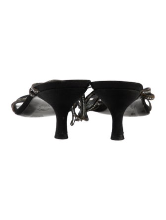 Stuart Weitzman Suede Crystal Embellishments Slides