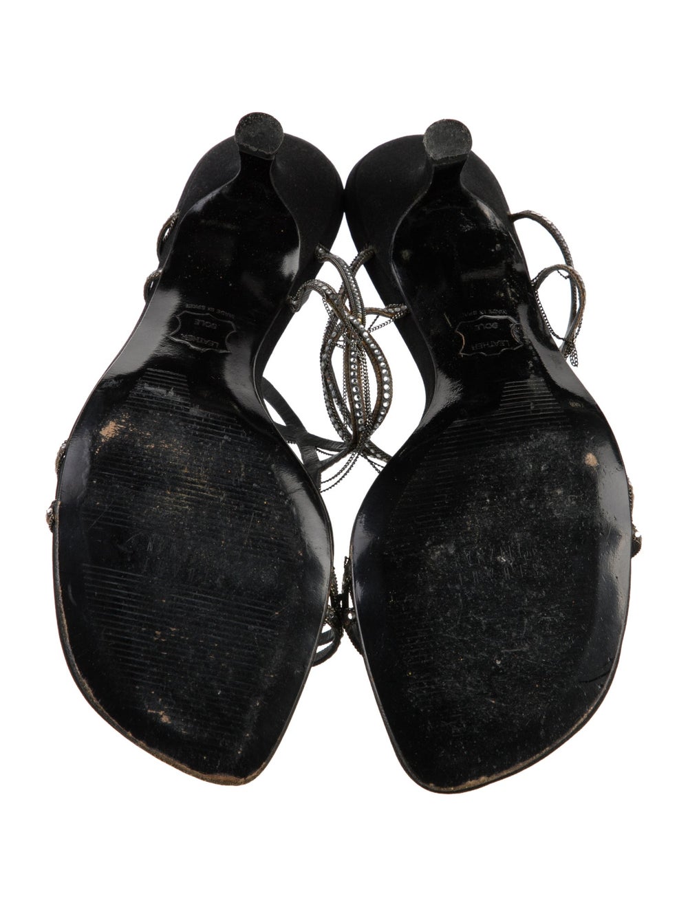 Stuart Weitzman Suede Slides White Crystal Embell… - image 5