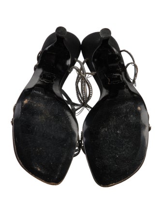 Stuart Weitzman Suede Crystal Embellishments Slides