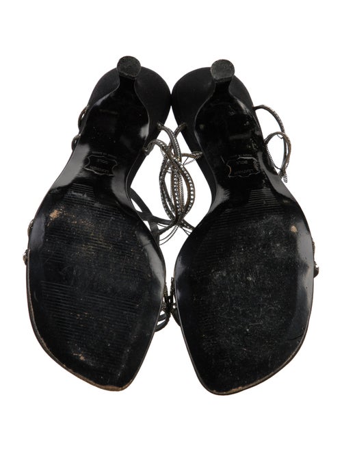 Stuart Weitzman Suede Crystal Embellishments Slides