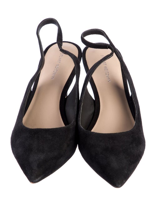 Stuart Weitzman Suede Crystal Embellishments Slingback Pumps