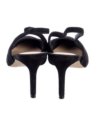 Stuart Weitzman Suede Crystal Embellishments Slingback Pumps