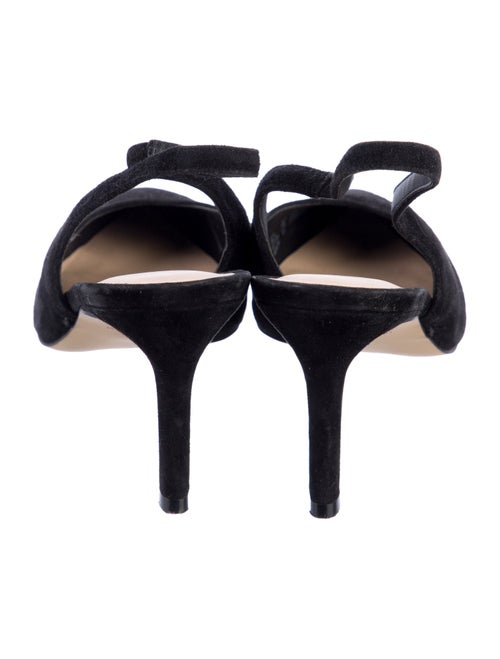 Stuart Weitzman Suede Crystal Embellishments Slingback Pumps