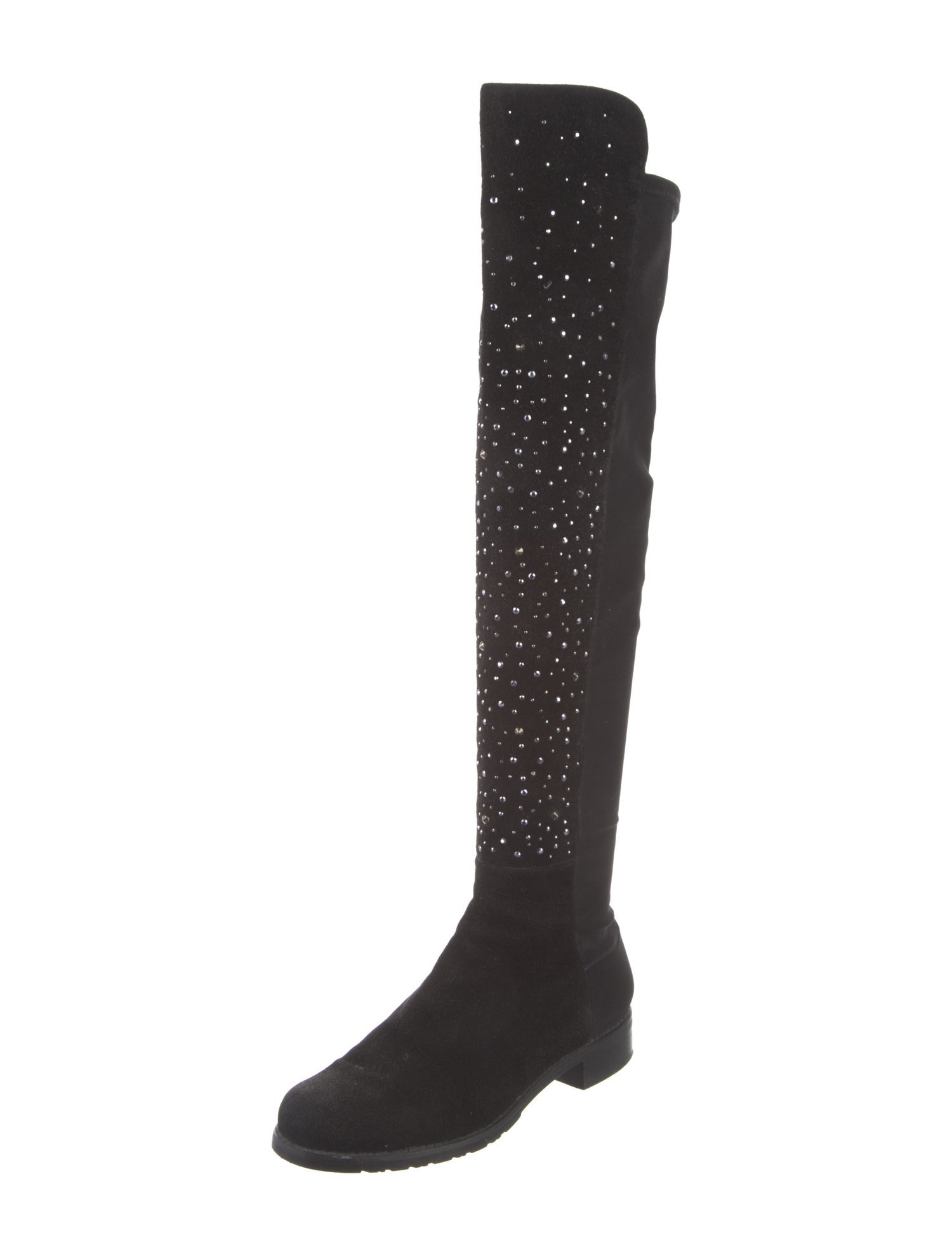 Stuart Weitzman Suede Crystal Embellishments Boots