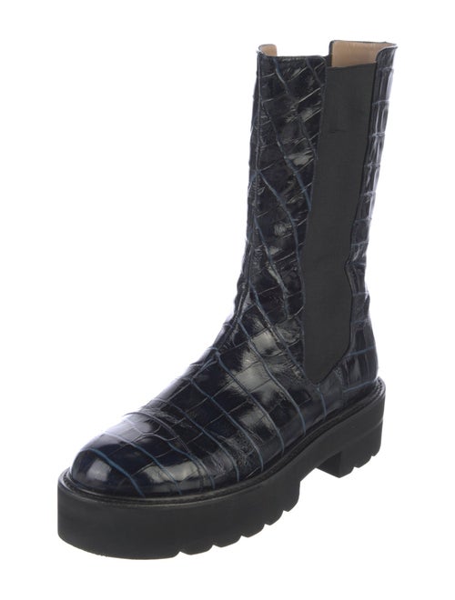 Stuart Weitzman Embossed Leather Combat Boots