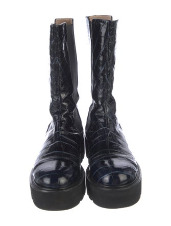 Stuart Weitzman Embossed Leather Combat Boots