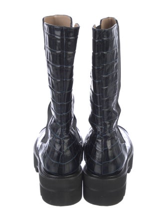 Stuart Weitzman Embossed Leather Combat Boots