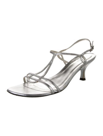 Stuart Weitzman Leather T-Strap Sandals