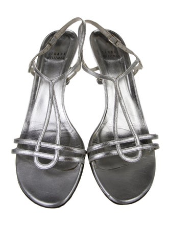 Stuart Weitzman Leather T-Strap Sandals
