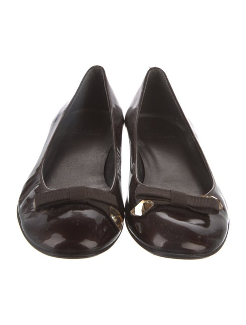 Stuart Weitzman Patent Leather Bow Accents Ballet Flats
