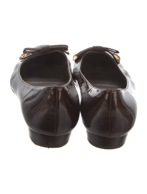Stuart Weitzman Patent Leather Bow Accents Ballet Flats