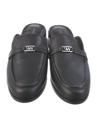 Stuart Weitzman Leather Raw-Edge Trim Mules