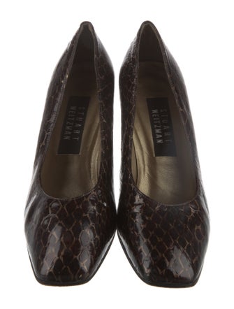 Stuart Weitzman Leather Embroidered Accent Pumps