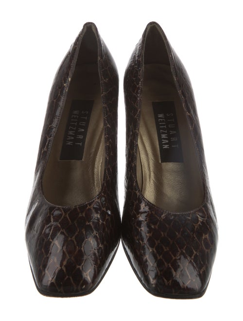 Stuart Weitzman Leather Embroidered Accent Pumps