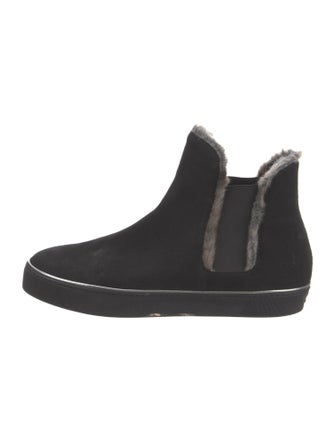 Stuart Weitzman Suede Fur Trim Chelsea Boots