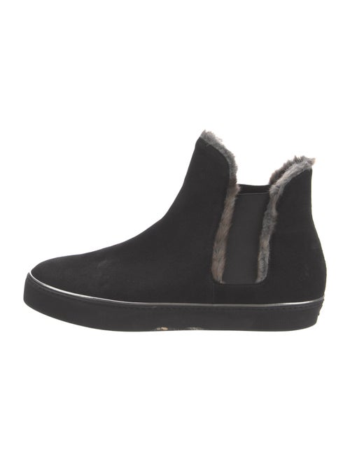 Stuart Weitzman Suede Fur Trim Chelsea Boots