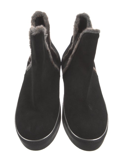 Stuart Weitzman Suede Fur Trim Chelsea Boots