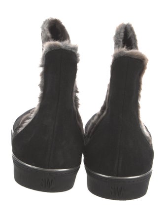 Stuart Weitzman Suede Fur Trim Chelsea Boots