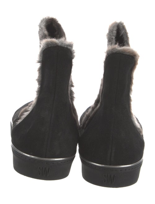 Stuart Weitzman Suede Fur Trim Chelsea Boots