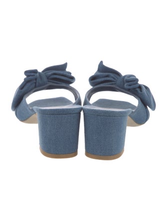 Stuart Weitzman Denim Bow Accents Slides