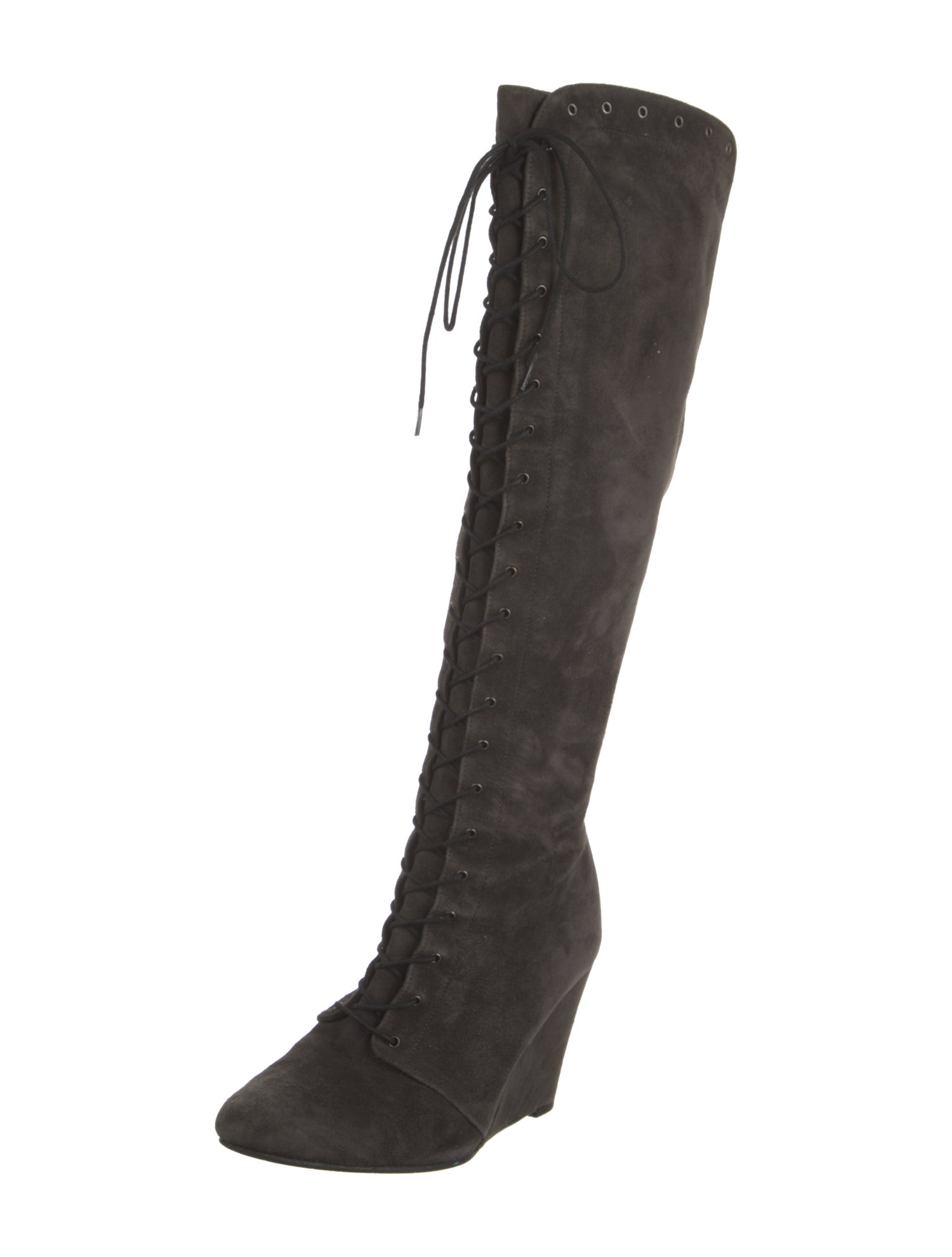 Stuart Weitzman Suede Colorblock Pattern Lace-Up Boots