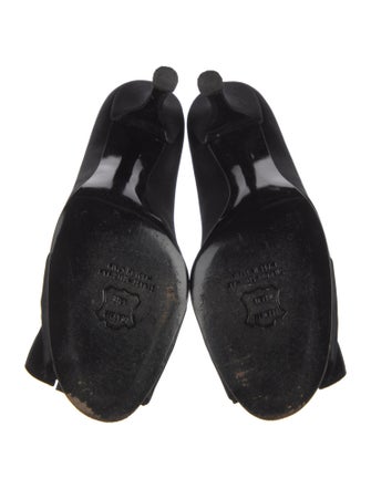 Stuart Weitzman Satin Ruffle Embellishment Pumps