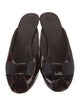 Stuart Weitzman Patent Leather Bow Accents Slides
