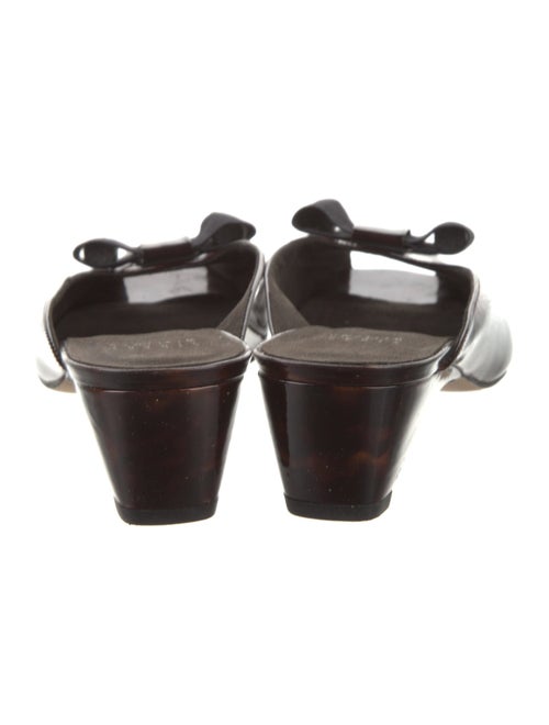 Stuart Weitzman Patent Leather Bow Accents Slides