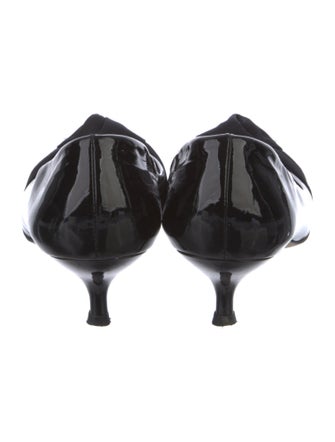 Stuart Weitzman Patent Leather Grosgrain Trim Pumps