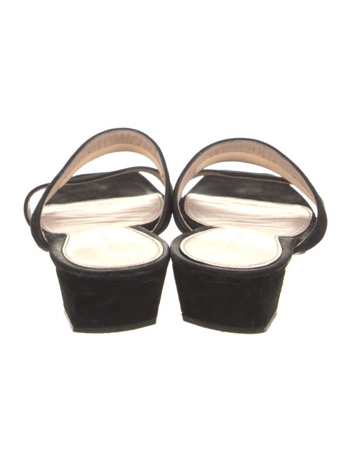 Stuart Weitzman Suede Leather Trim Embellishment Slides