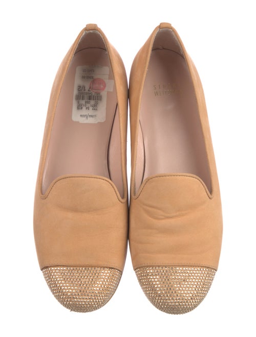 Stuart Weitzman Suede Crystal Embellishments Loafers