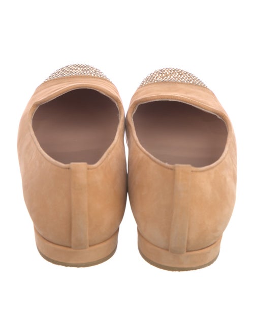 Stuart Weitzman Suede Crystal Embellishments Loafers