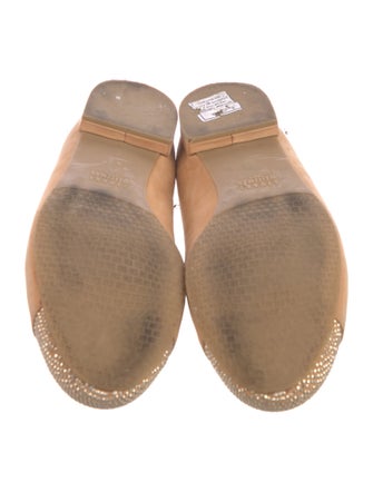 Stuart Weitzman Suede Crystal Embellishments Loafers