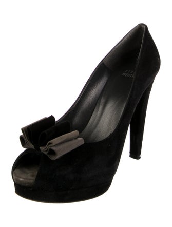 Stuart Weitzman Suede Bow Accents Pumps