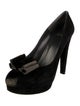 Stuart Weitzman Suede Bow Accents Pumps