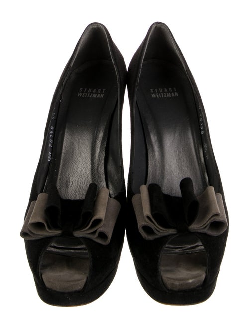Stuart Weitzman Suede Bow Accents Pumps