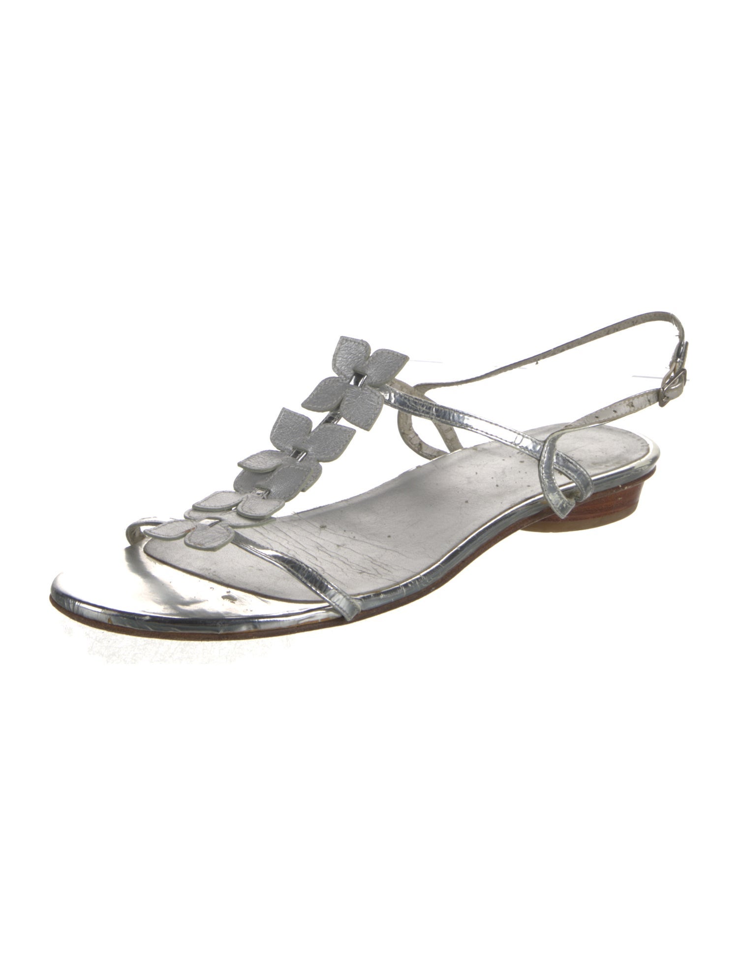 Stuart Weitzman Leather T-Strap Sandals