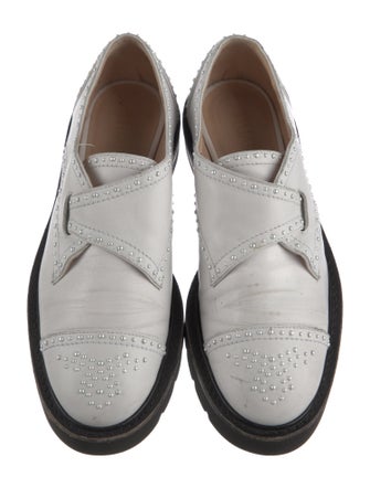 Stuart Weitzman Leather Studded Accents Loafers