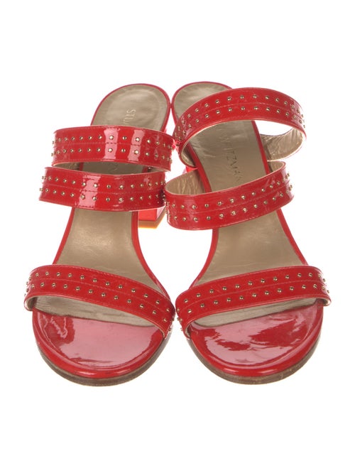 Stuart Weitzman Patent Leather Studded Accents Sandals