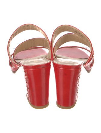 Stuart Weitzman Patent Leather Studded Accents Sandals