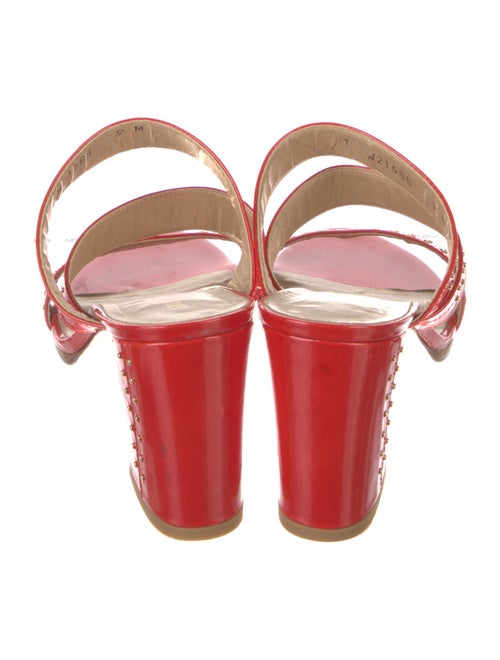 Stuart Weitzman Patent Leather Studded Accents Sandals