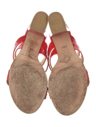 Stuart Weitzman Patent Leather Studded Accents Sandals